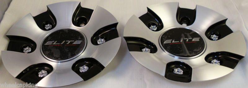 Elite wheels chrome/black custom wheel center cap caps set of 2 # cap m-771-2