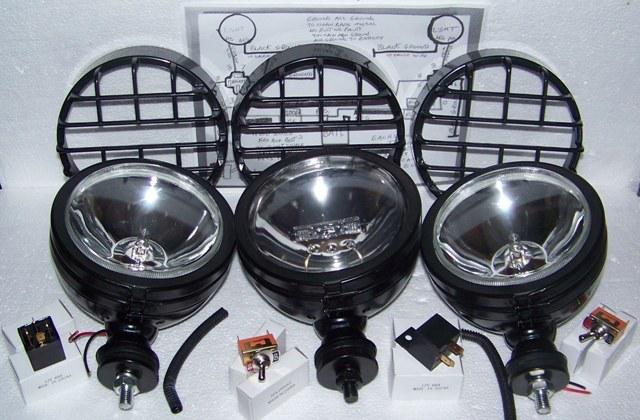 3 jeep 4x4 off road spot lamps ford dune buggy fog/driving lights 6 free bulbs 