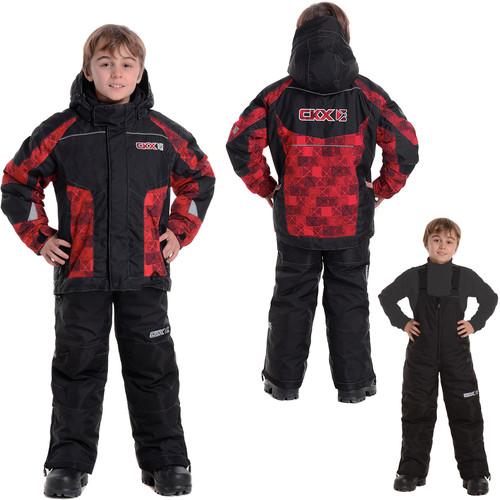 Snowmobile ckx x-tronic suit boy kid coat youth jacket 6 black/red snow pant bib