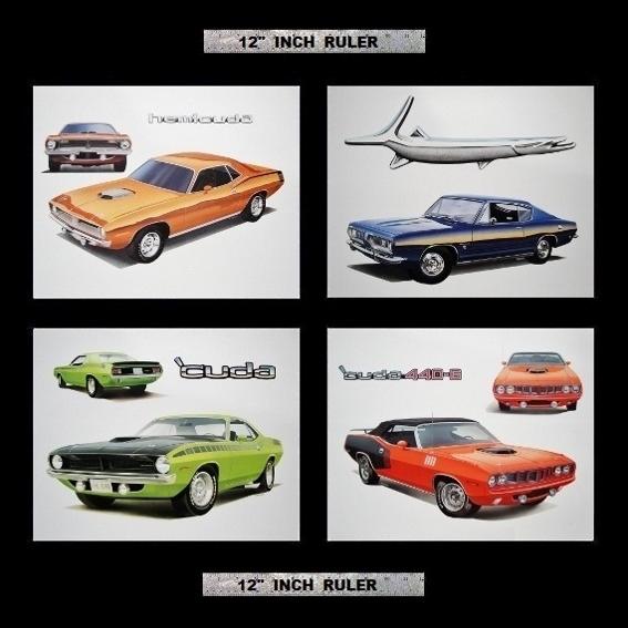 Plymouth barracuda aar cuda 1970 1971 1972 1973 1974 440+6 426 hemi 4 art prints