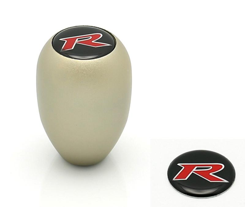 Type r style gunmetal mt manual transmission gear shift knob + r emblem civic