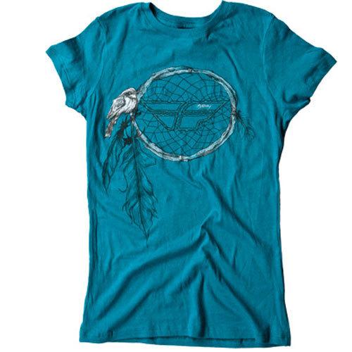 Fly racing moto feather t-shirt teal (womens xl / x-large)