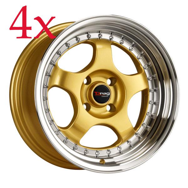 Drag wheels dr-46 15x7 4x100 +10 gold rims 240sx crx del sol sentra neon corolla
