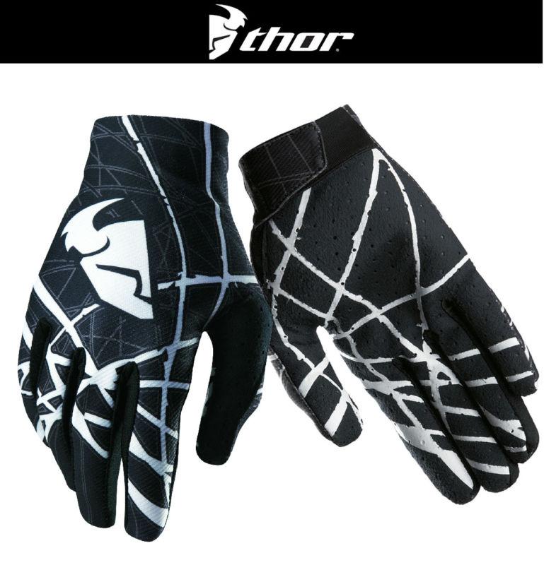 Thor void plus black white dirt bike gloves motocross mx atv 2014