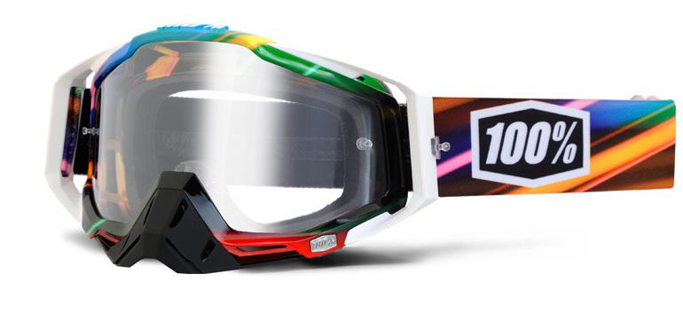100% racecraft goggle kaleidoscope lens clear motocross mx percent