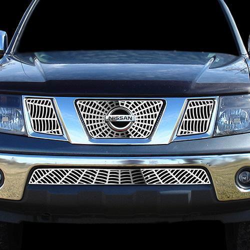 Nissan pathfinder 05-07 spider web polished stainless grill insert trim cover