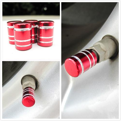 Round shape rim wheel tire air valve red cap rubber ring universal fit vc2r2