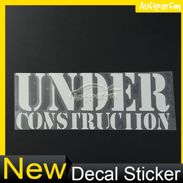  silver-white no background under construction vinyl funny car decal sticker new