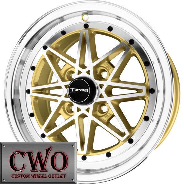 16 gold drag dr-20 wheels rims 4x100 4 lug civic mini miata g5 cobalt xb integra