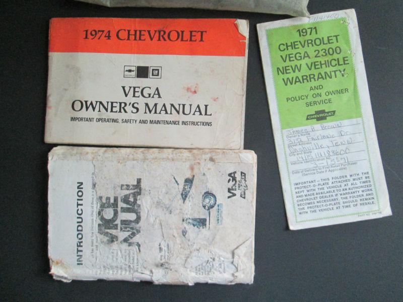 Vintage original 1974 and 1971 chevy vega owner's  manuals