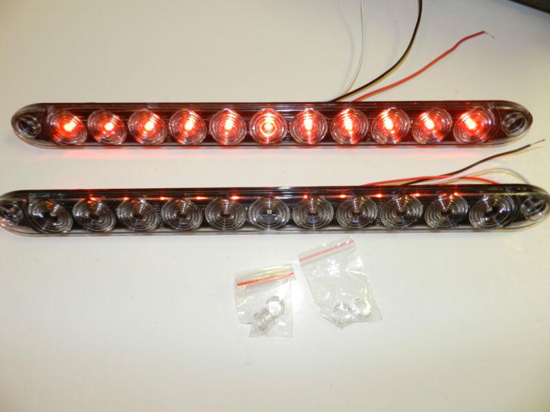 (2) truck trailer stop tail turn light 11 led clear/ red 15" low profile usa 