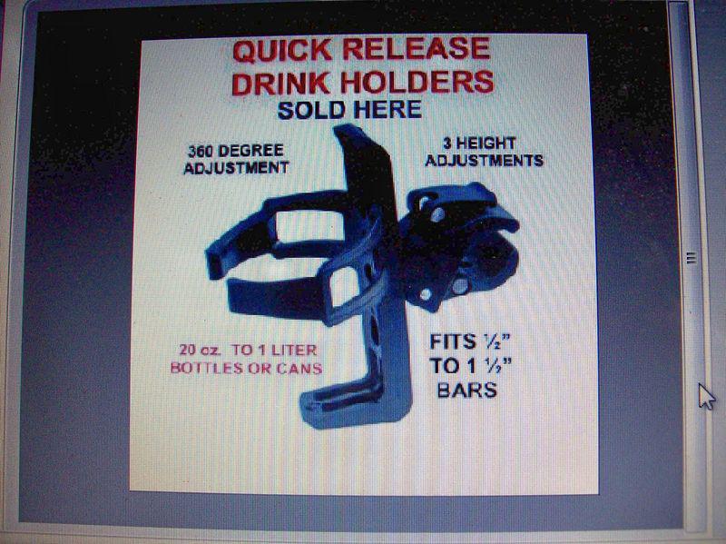 Heavy duty universal fit quick release drink holder for motorcycles gl1800 atvs