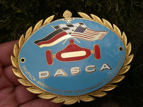 Vintage german dasca - german american sports car club augsburg enamel car badge