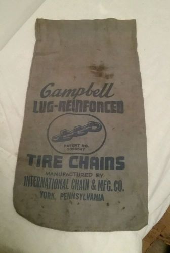 Vtg gampell lug reinforced tire chains cloth bag international chain york p.a.