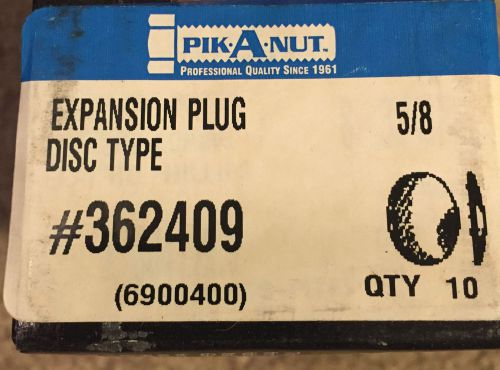 New box of 10- 5/8&#034; disc type expansion plug #362409/550-005