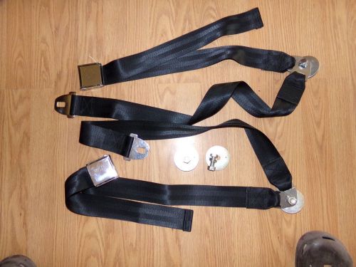 Vintage cs-6000 chrome seat belts black w/ bolts and washers pair