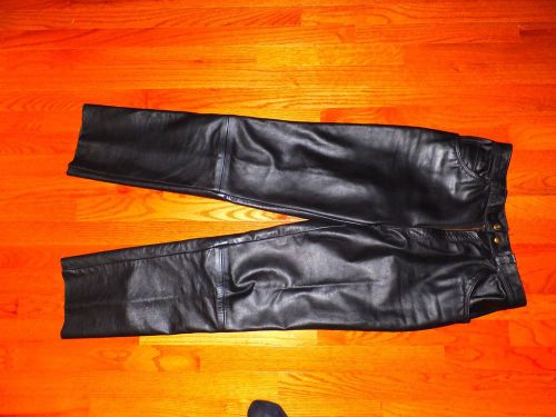 Mens protech black leather motorcycle pants size 29