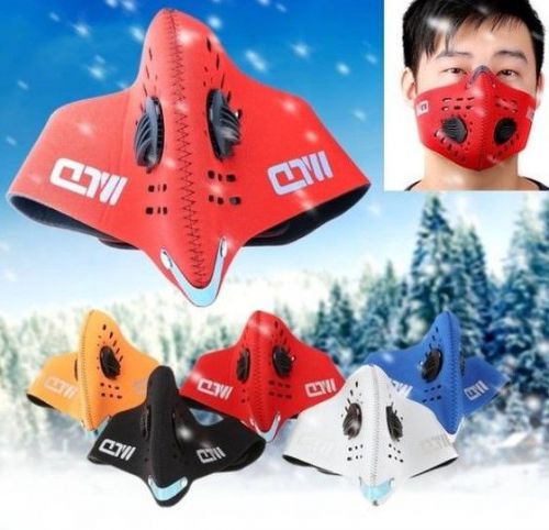 Motorcycle ski anti-pollution mask sport mouth-muffle dustproof w/ filter red
