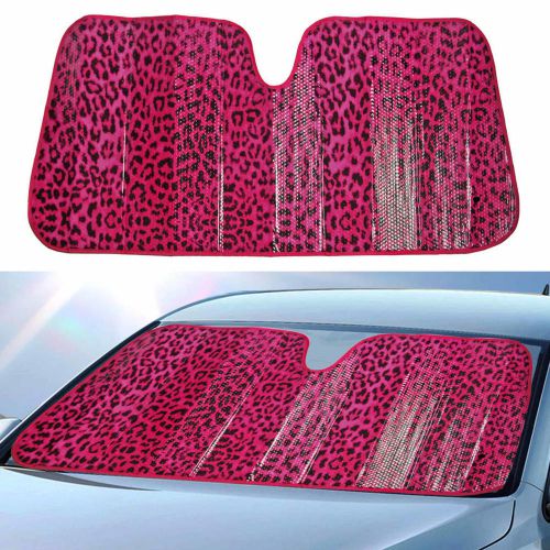1 piece leopard pink sunshade front windshield reflective backing auto shade