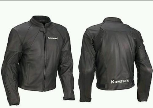 Kawasaki  black motorbike/motorcycle leather jacket ce proved protection
