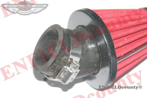 Red 45 degree bend motorcyle conical air filter unit 42mm with clamp @ ecspares