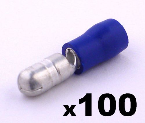 100 blue male insulated bullet connector terminals- crimp electrical cable wire