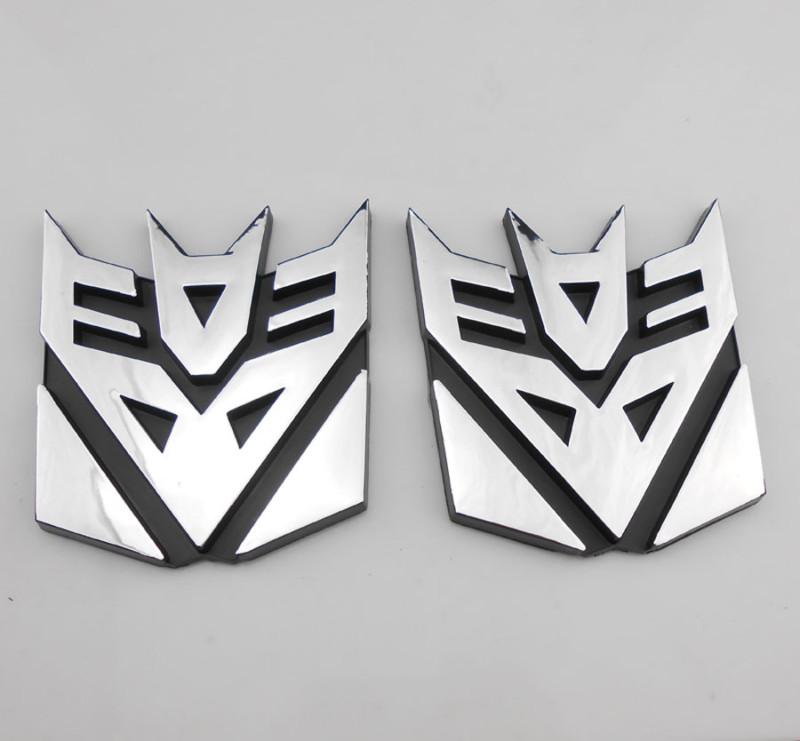 Car 2pcs  aluminum transformers autobots decepticons logo car sticker b21601