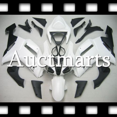 For kawasaki ninja zx-6r 2007-2008 07-08 fairing abs plastic white black 3i25 zb