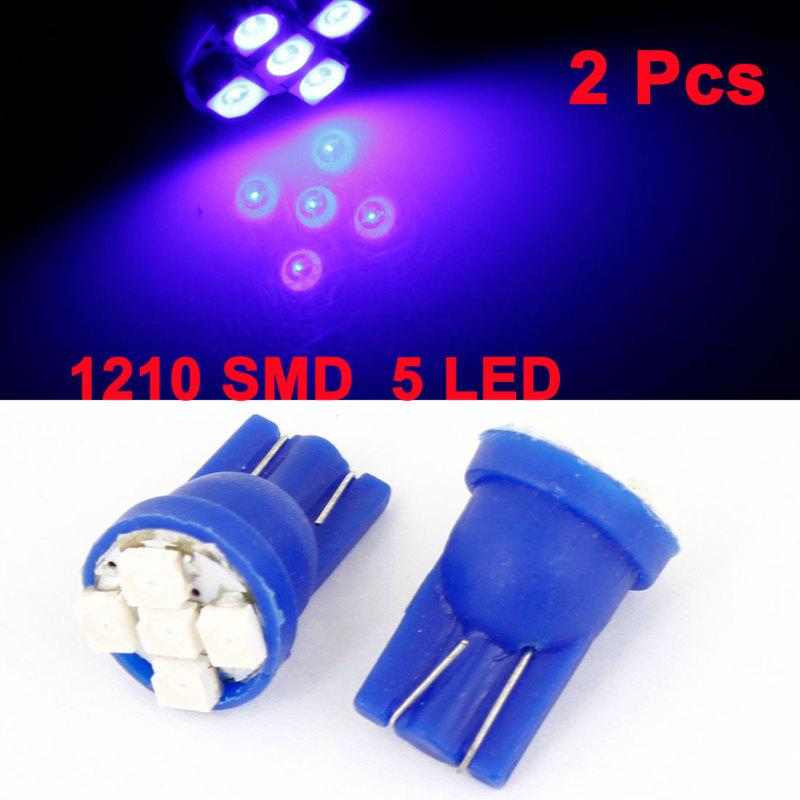 2 x t10 blue 5 led 1210 smd dashboard wedge light bulb for car