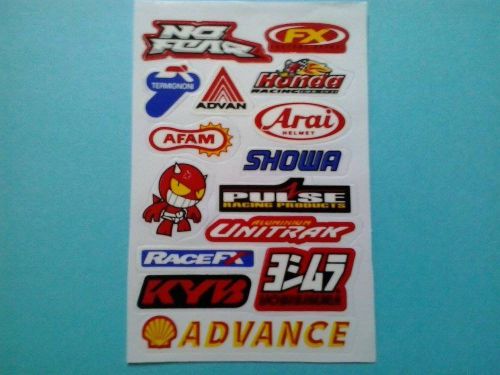 Showa/honda racing/yoshimura + 15 pc motocross dirt bike atv atc sticker set