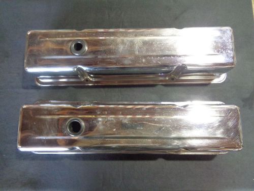 Small block chevrolet chrome valve covers tall rat rod rat truck