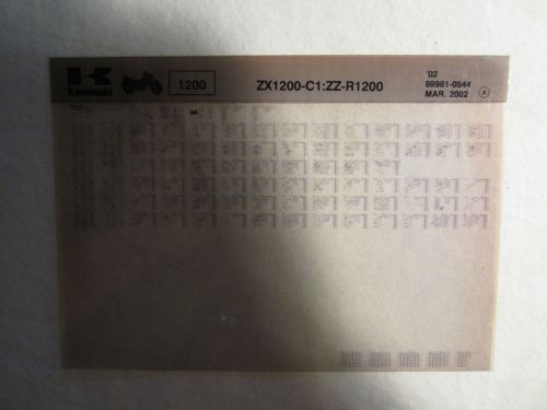 2002 kawasaki motorcycle zx 1200 c1 zz r1200 microfiche parts catalog