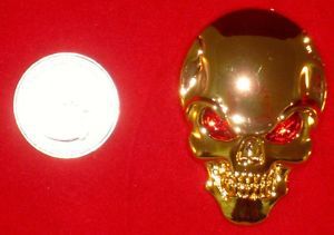 Gold tone logo 3d metal sticker badge decal skeleton skull bone motorcycle car