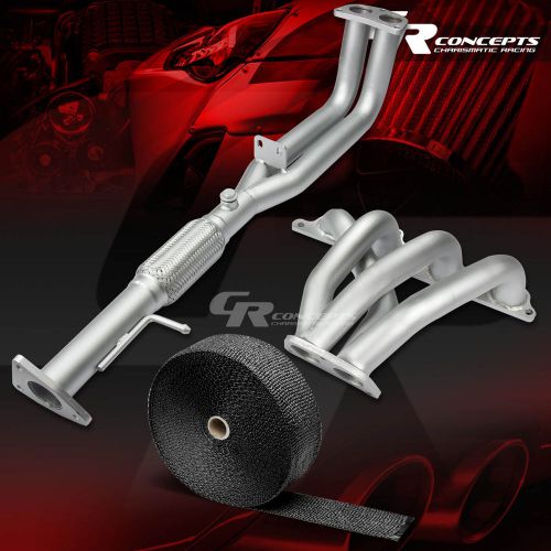 For 92-96 prelude si/sr h23a1 stainless ceramic manifold header+gasket+heat wrap