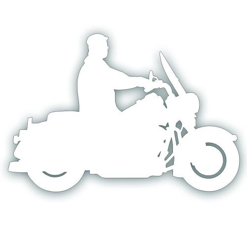Motorcycle rider decal bumper sticker for flhr biker bike or trailer white