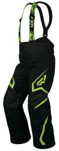 Fxr-snow helix child insulated pants/bibs, black/electric lime green, child us-6