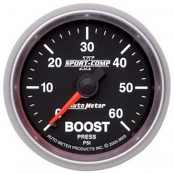 Autometer gauge, boost, 0-60psi, mechanical, 2 1/16&#034; sport comp. ii - 3605