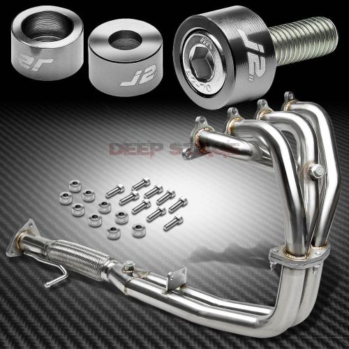 J2 for 90-93 accord f22 exhaust manifold 4-2-1 header+gun metal washer cup bolts