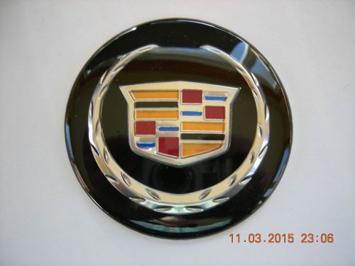 Cadillac wheel center cap emblems set 4 aluminum coned 2 3/8&#034; black silver