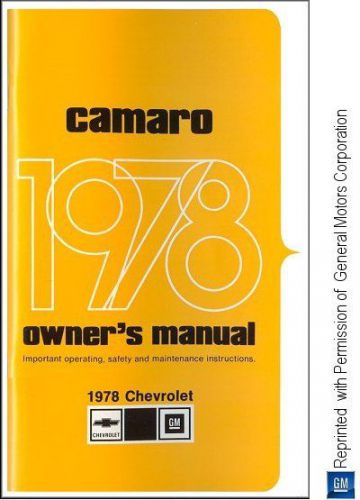 1978 chevrolet camaro owner&#039;s manual - gm part no. 460293c