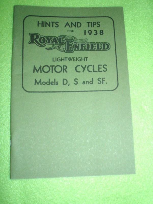 1938 royal enfield 250cc models d s sf lightweight motor cycle owner's manual