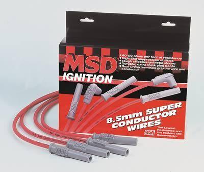 Msd spark plug wires spiral core 8.5mm red stock boots mazda miata 1.6/1.8l set