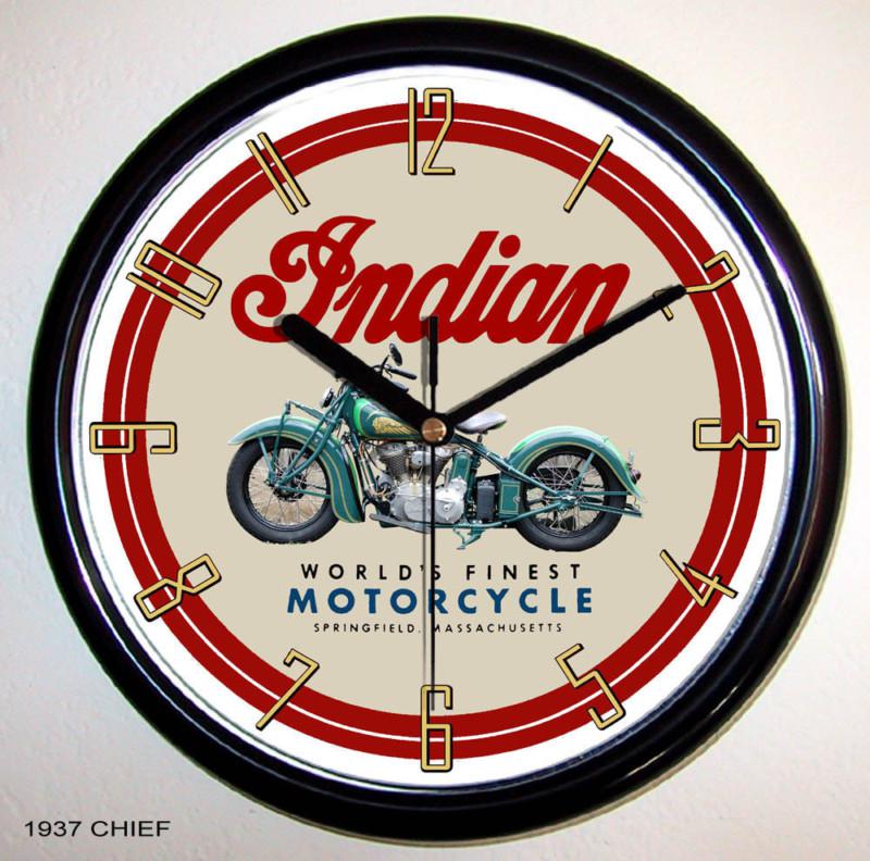 Indian chief motorcycle wall clock 1937 1948 1950 choice of 3 models