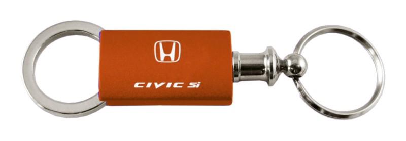 Honda civic si orange anodized aluminum valet keychain / key fob engraved in us