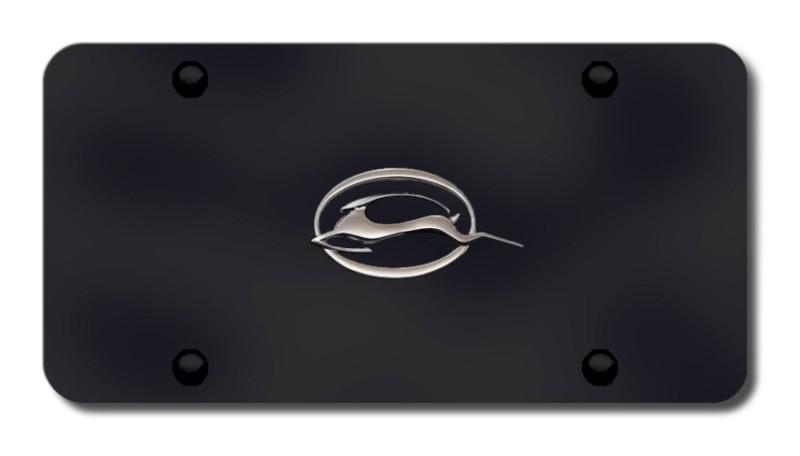 Gm impala logo chrome on black license plate made in usa genuine