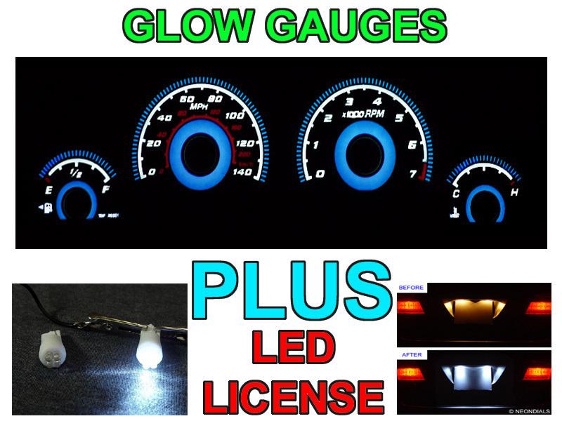 2006-2010 dodge charger & magnum 140mph blue glow gauge face + led license bulbs