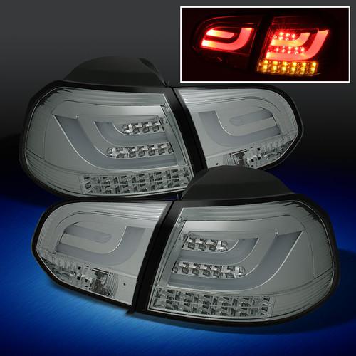 Jdm smoked 2010+ vw golf gti turbo g2 led tail lights w/led strip+trunk piece