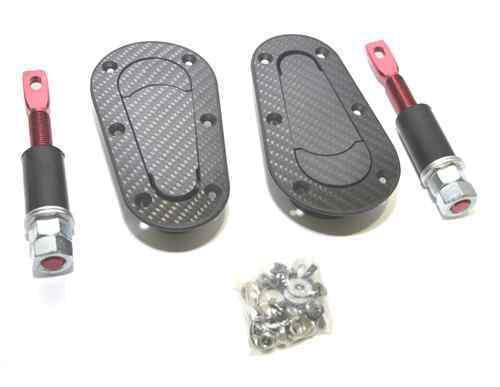 D1 sanko real carbon fiber flat hood mount black hood pin lock set kit universal