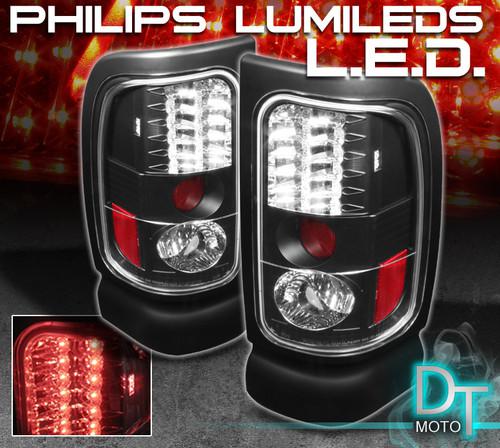 Black 94-01 dodge ram pickup philips-led perform tail lights lamps left+right