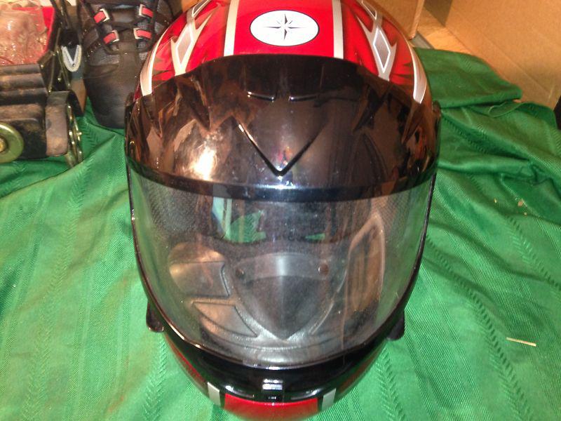  polaris le 5 red silver black helmet size l snowmobile helmet 